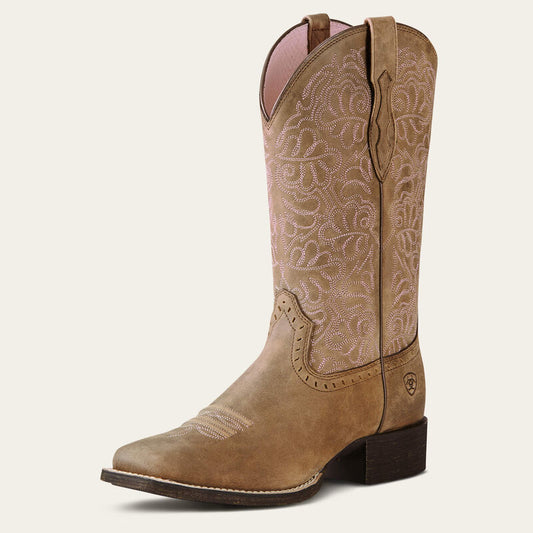 Ariat Round Up Remuda Wide Square Toe Western Boot brown bomber dam boot