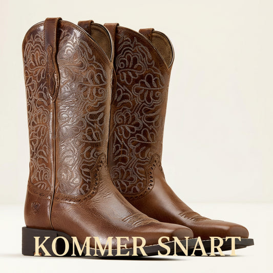 Ariat Round Up Remuda Wide Square Toe Western Boot aged tan dam boots