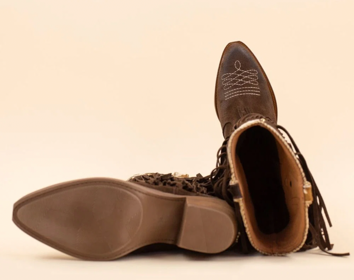 Nemonic Cowboyboots Boho Fransboots brunt cowgirl