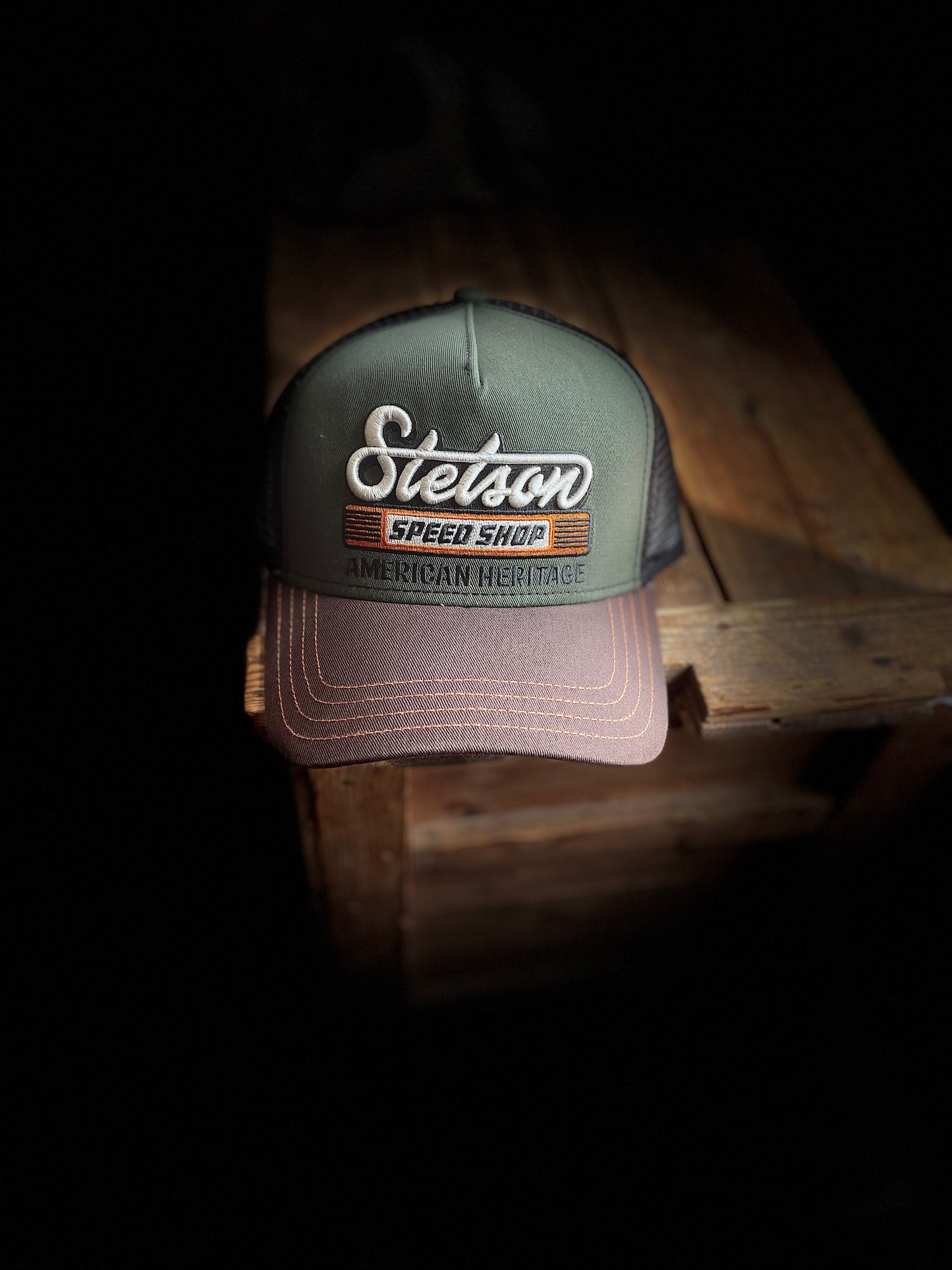 Stetson Trucker Keps speed shop grön brun