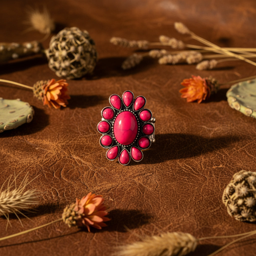 Texas jewelry mörk rosa ring stretch