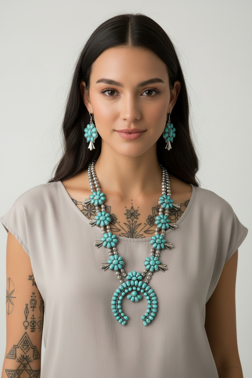 Texas jewelry turkos halsband och örhänges kit