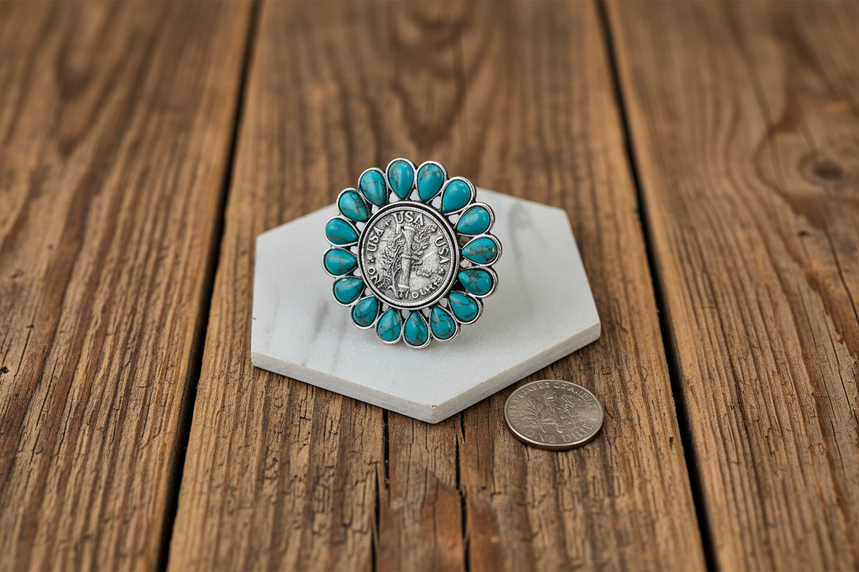 Texas jewelry usa mynt ring turkos