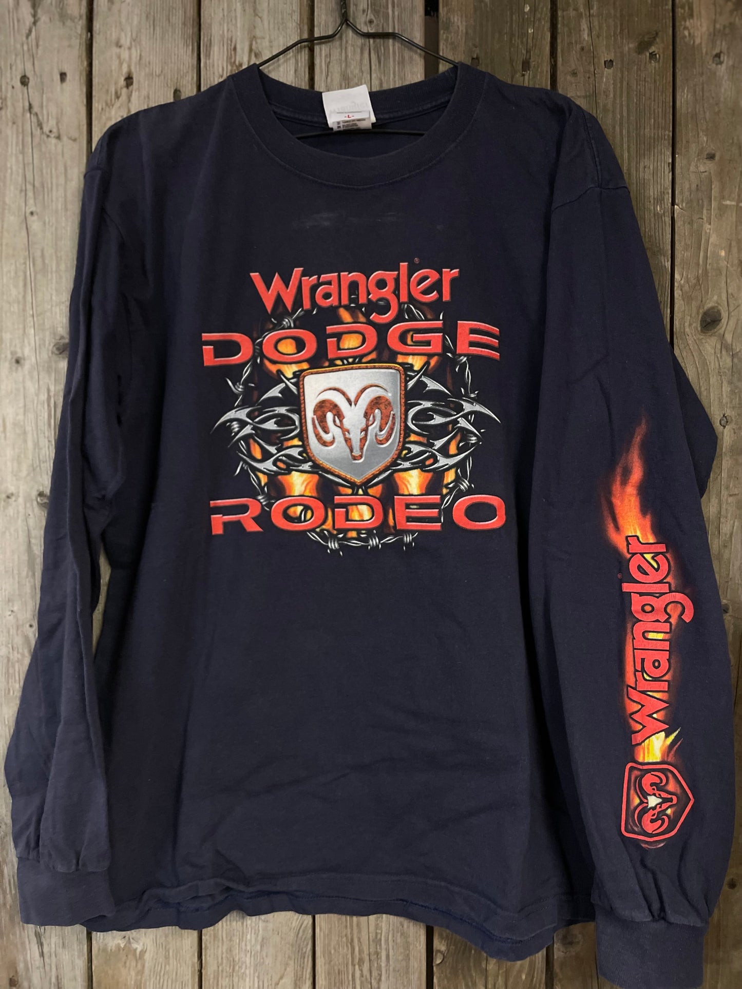 Rebellclothes – wrangler dodge långärmad Cowboy Vintage Bullrider rodeo T-shirts från USA