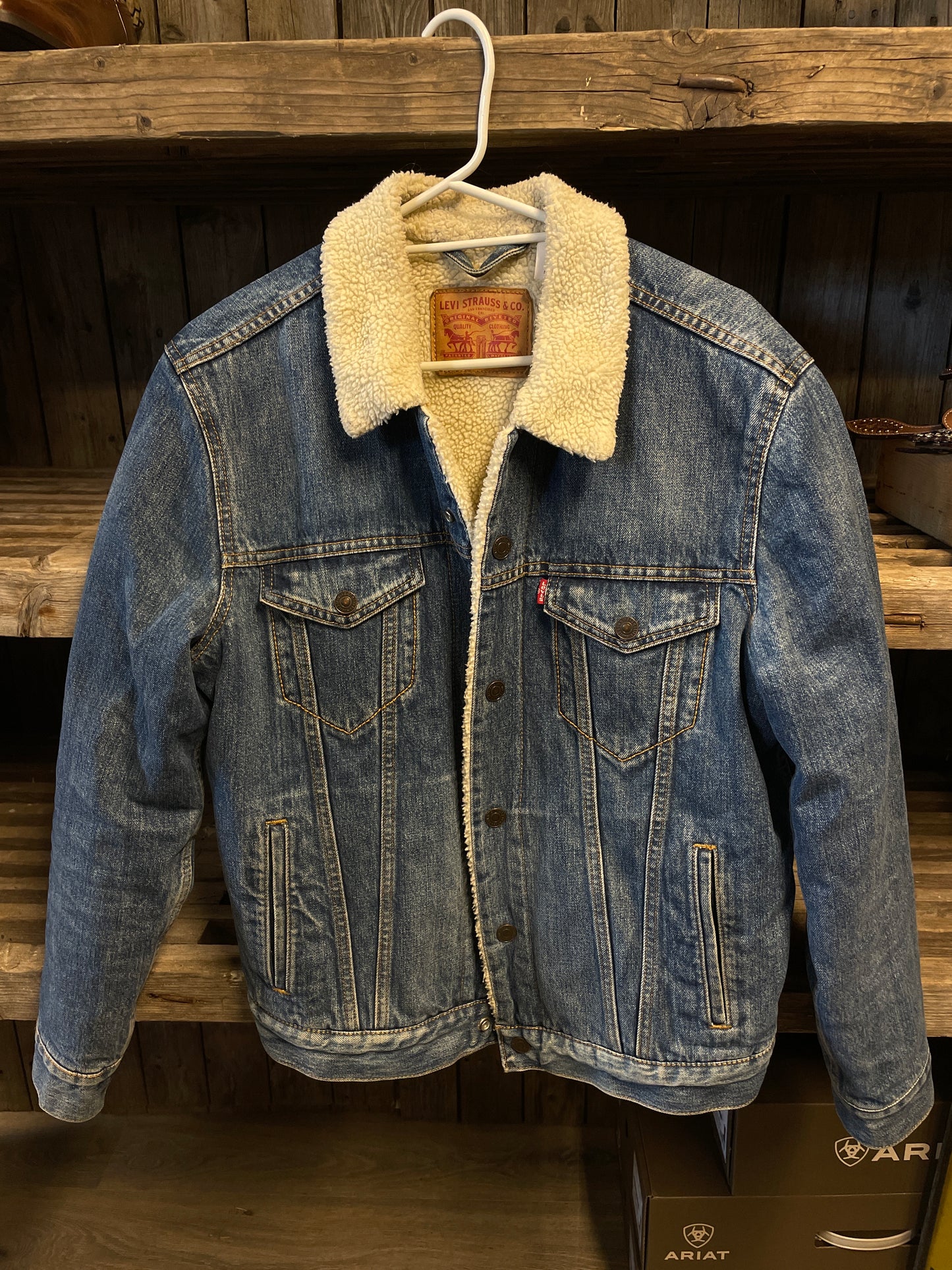 Vintage jeansjacka Levis blå fodrad medium