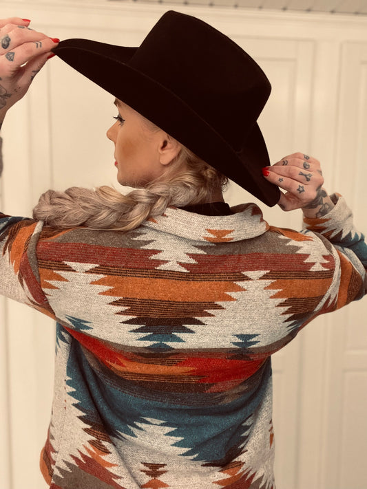 rebell skjort jacka i inka mönster western ljusare toner