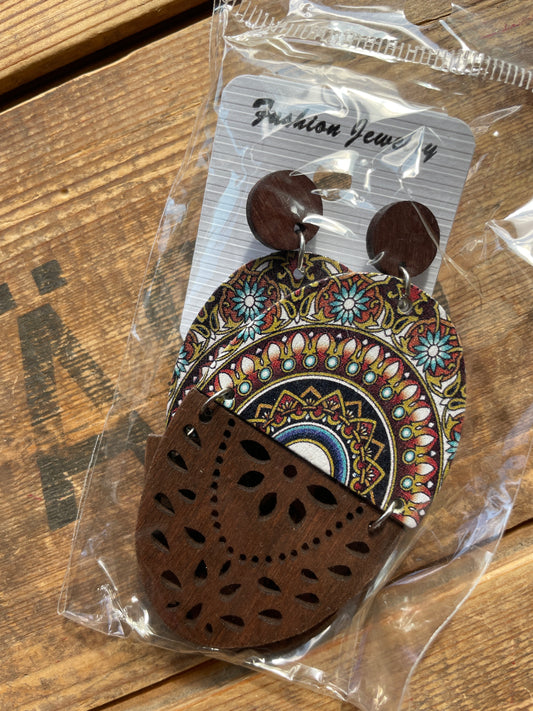 rebell örhänge trä mönster