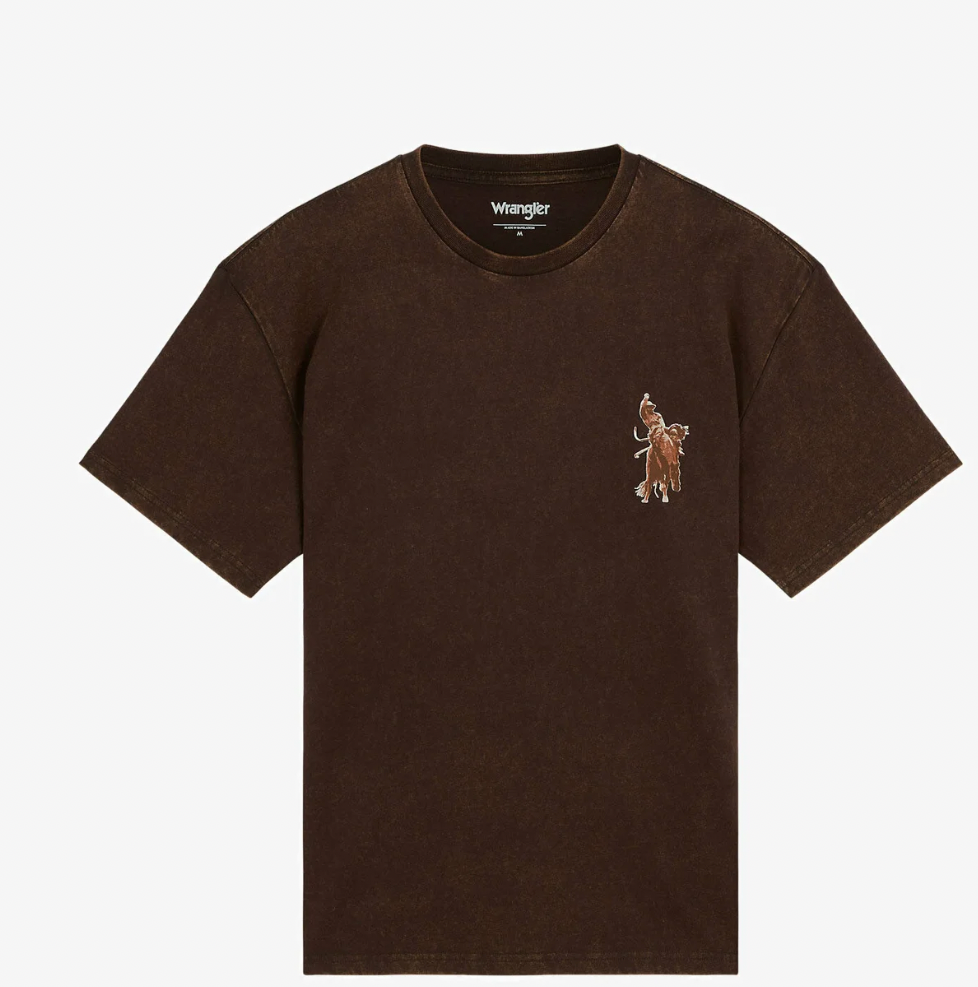 Wrangler vintage tre torte cowboy print T-shirt brun