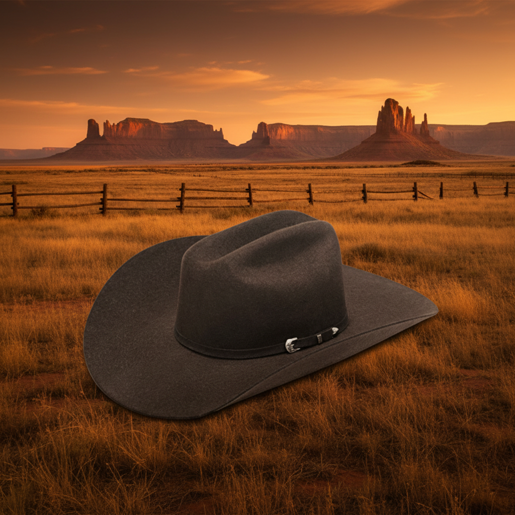 ADT Western 3X Wool Hat with Buckle brun