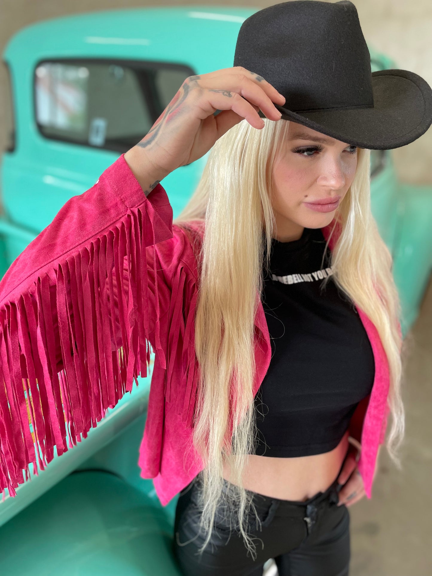 Rebell fransjacka rosa cerise