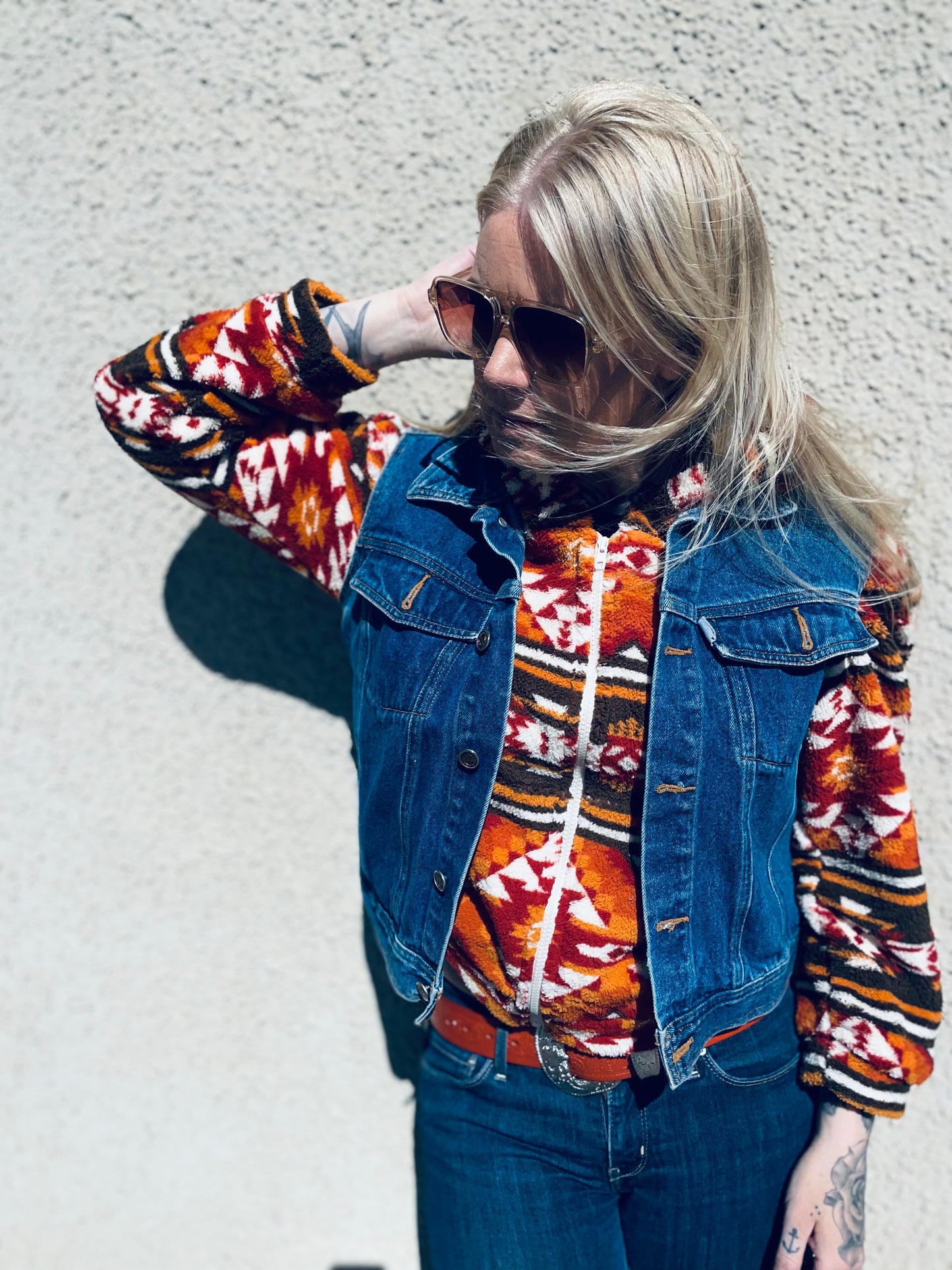 Rebell fleece inka mönster dam