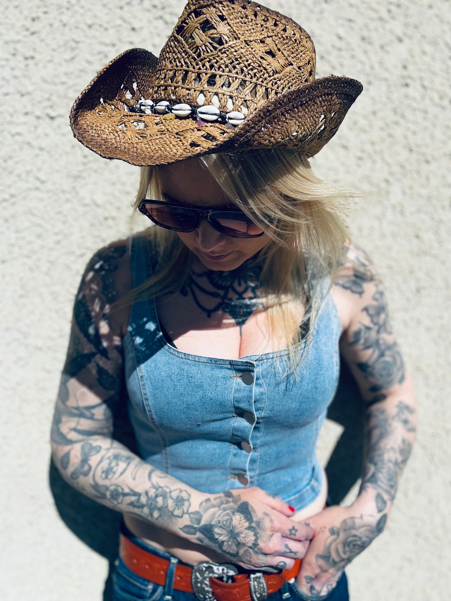 Rebell kort jeans linne dam