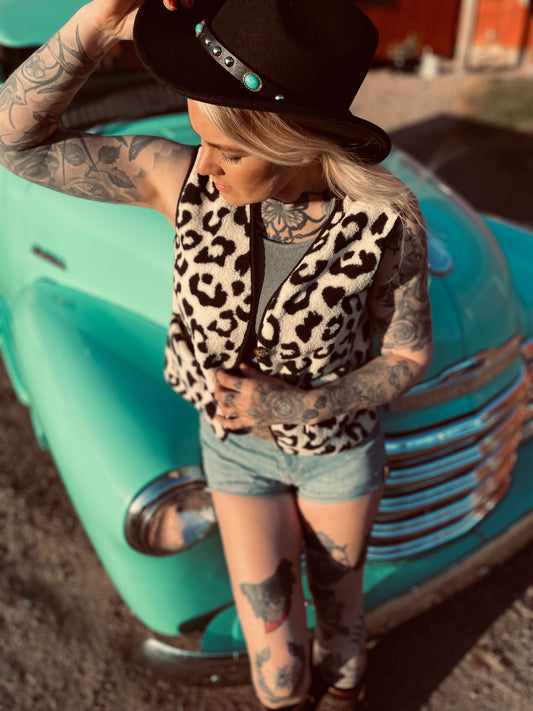 Rebell Teddy väst leopard dam