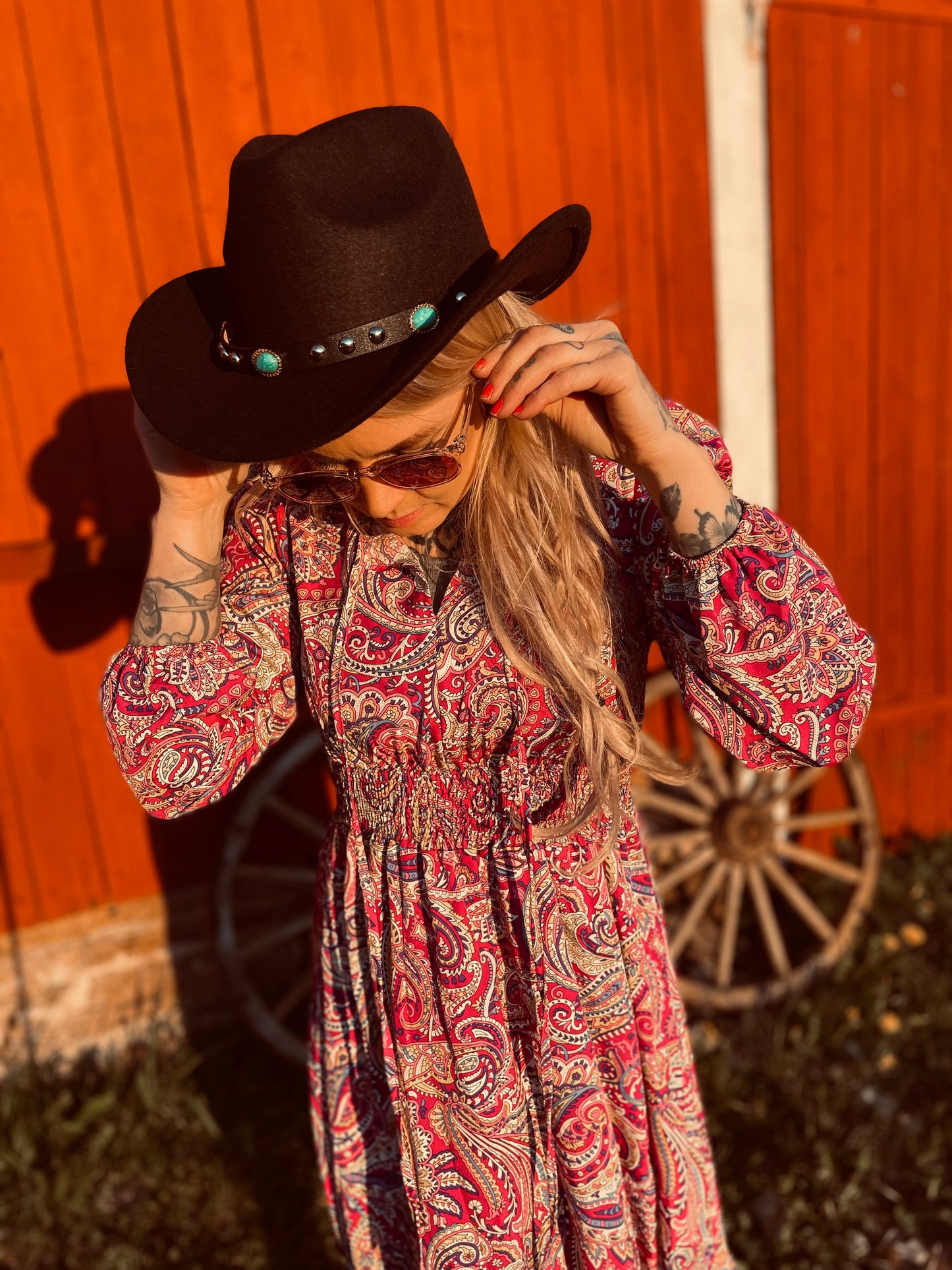 rebell boho western långklänning lila toner