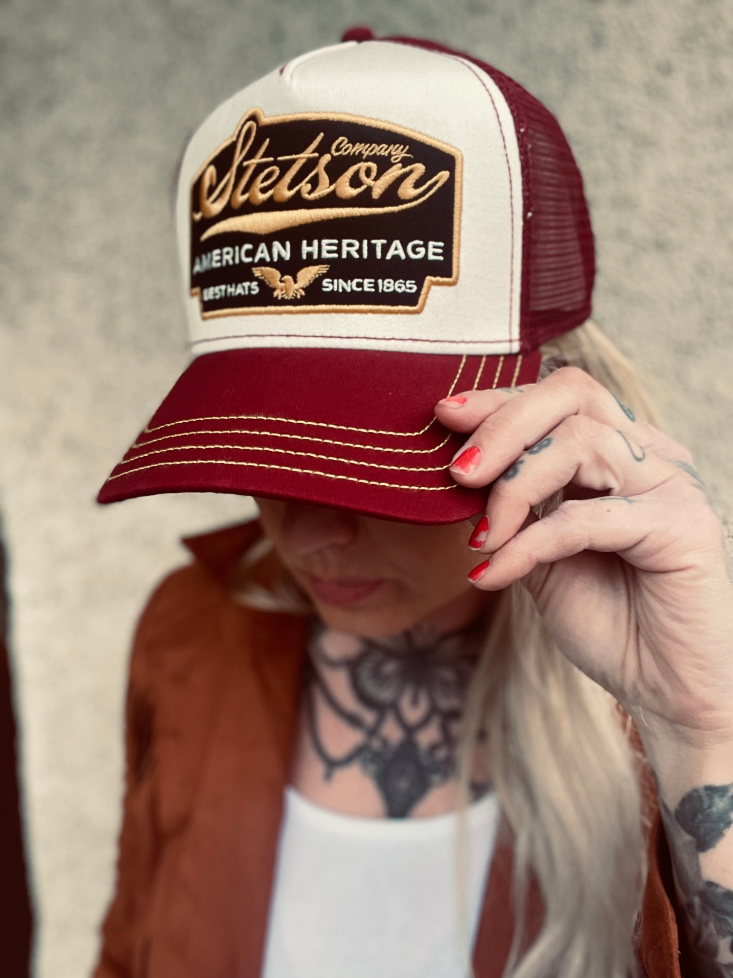 Stetson Trucker Keps American Heritage maroon