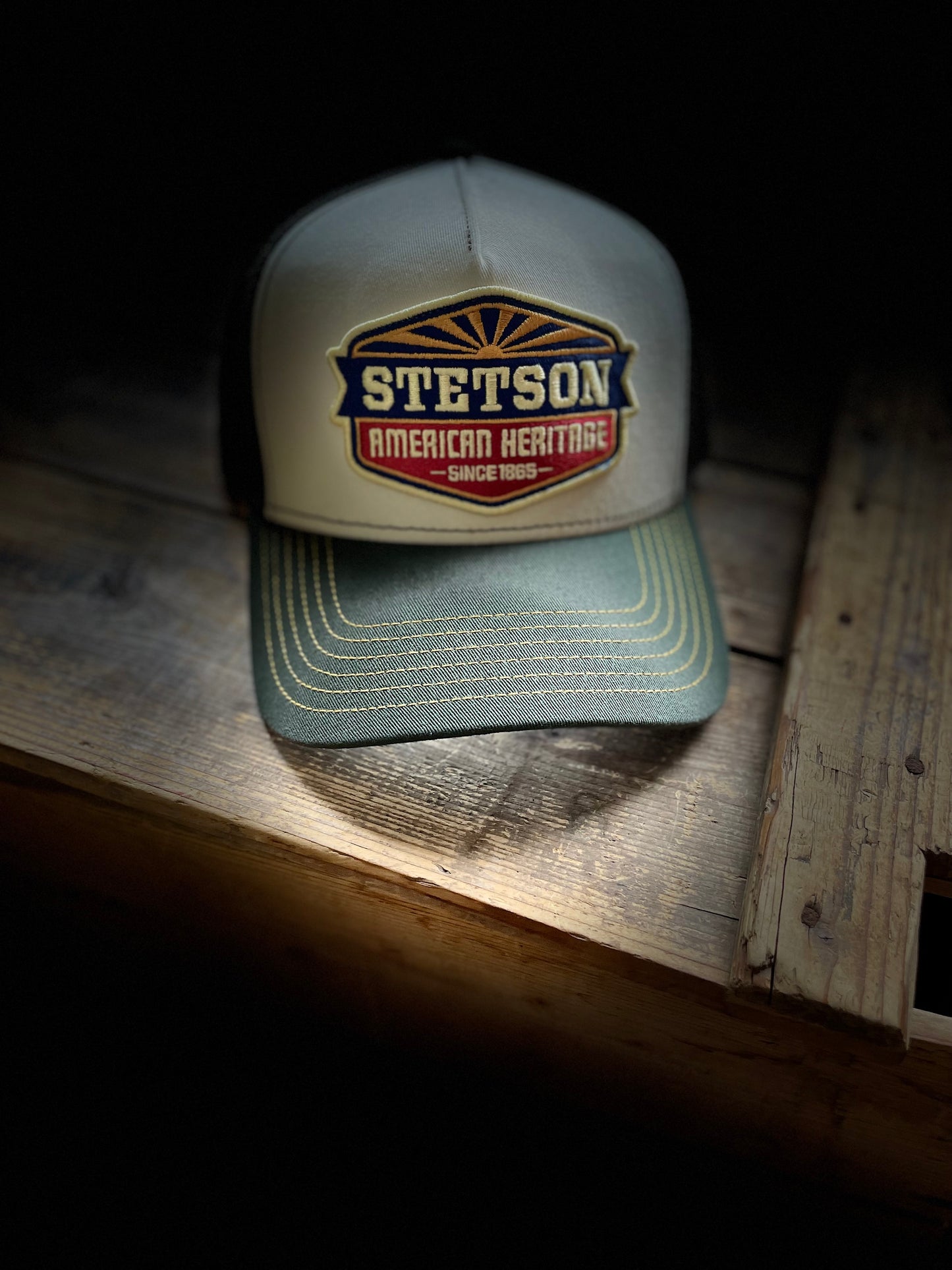 Stetson - Truckerkeps Grön/Vit/Brun - Sun