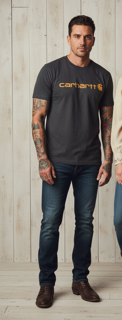 carhartt tshirt grå /brown klassisk unisex
