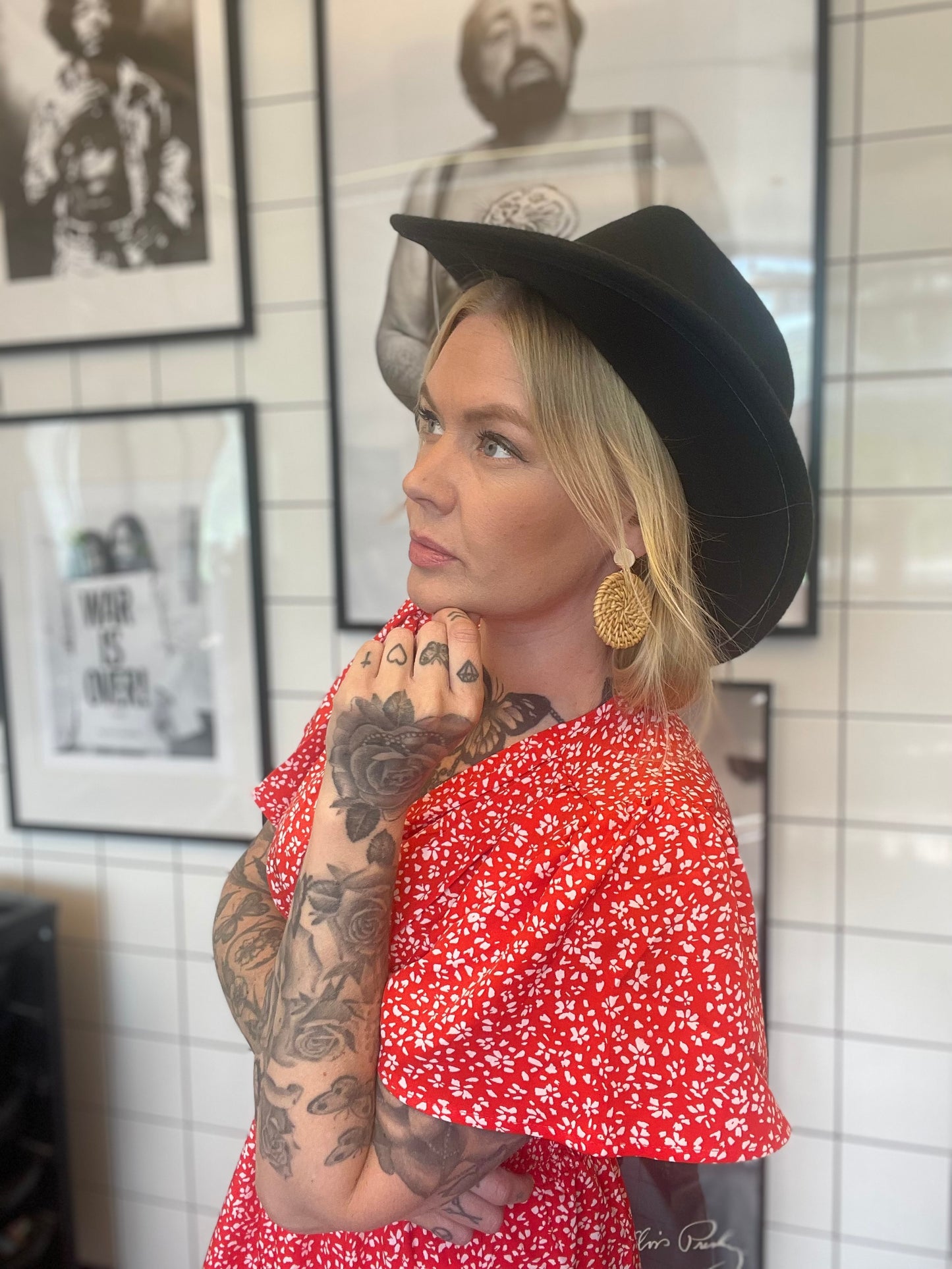 rebell boho western klänning röd