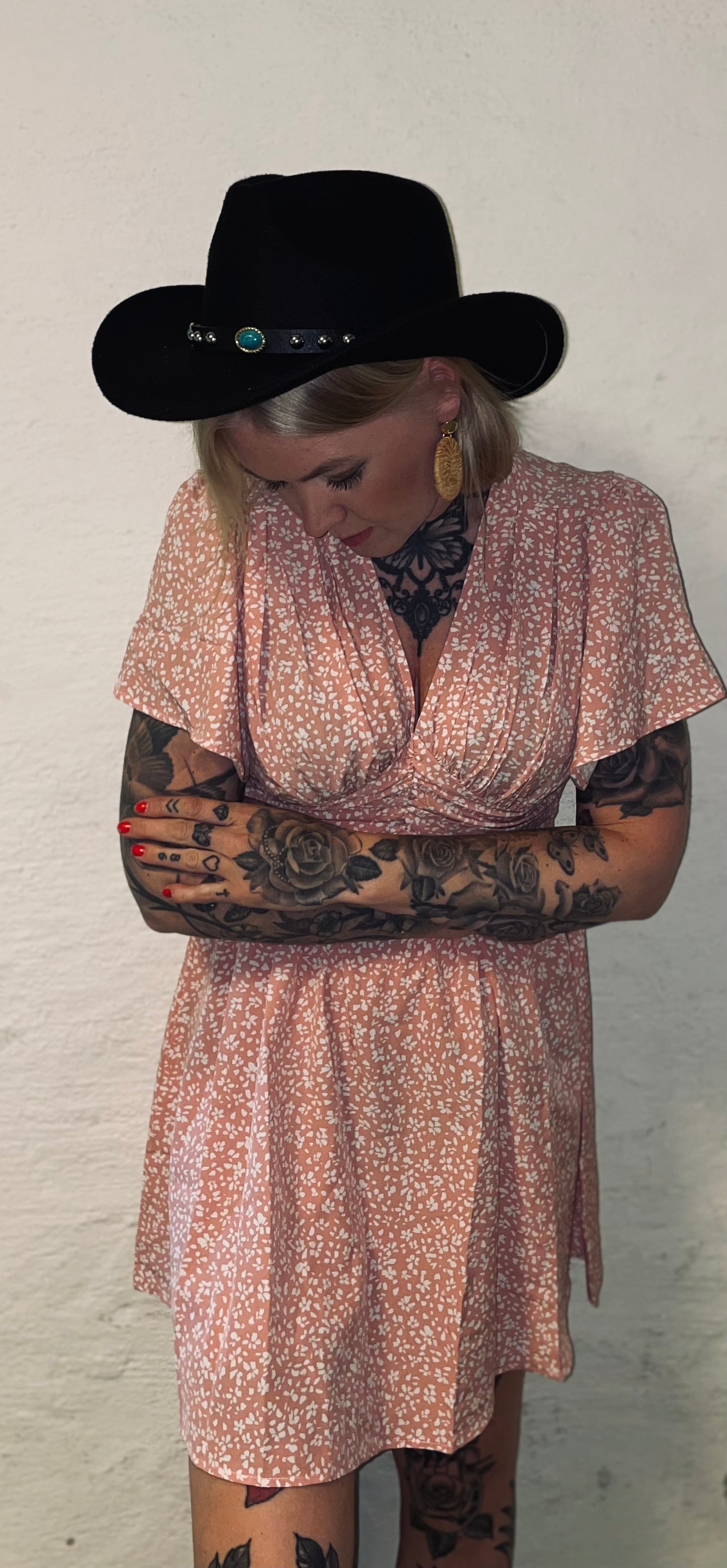 rebell boho western klänning rosa