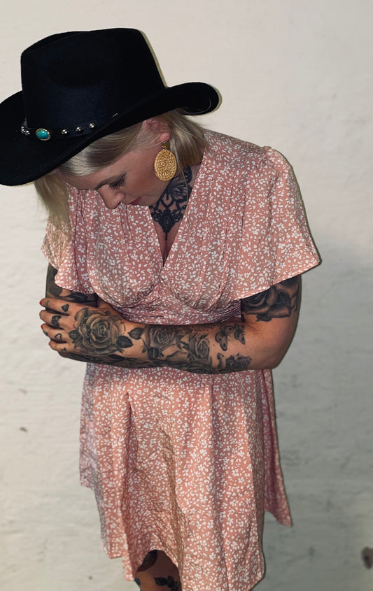 rebell boho western klänning rosa