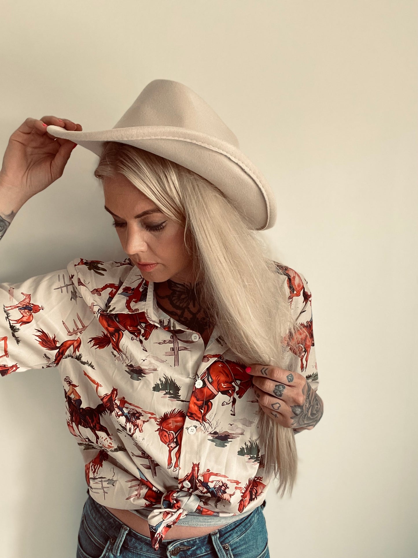 rebell hawaii skjorta cowboy vit unisex