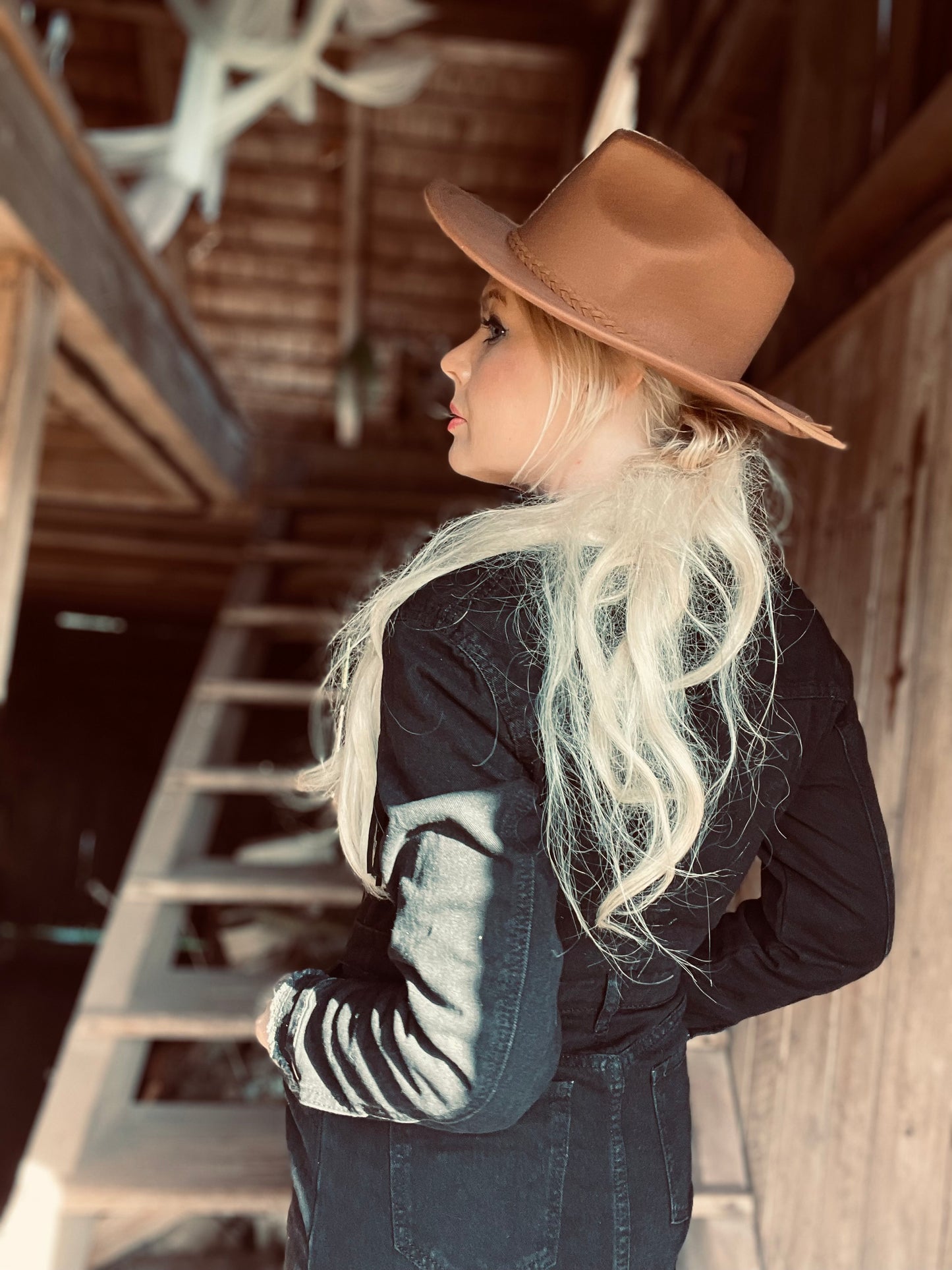 rebell boho western jeans klänning långärmad