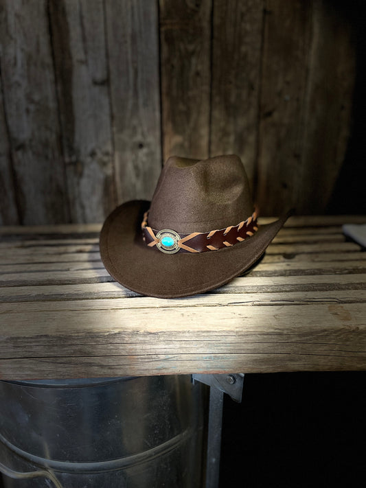 Rebell hatt brun med turkos Sten