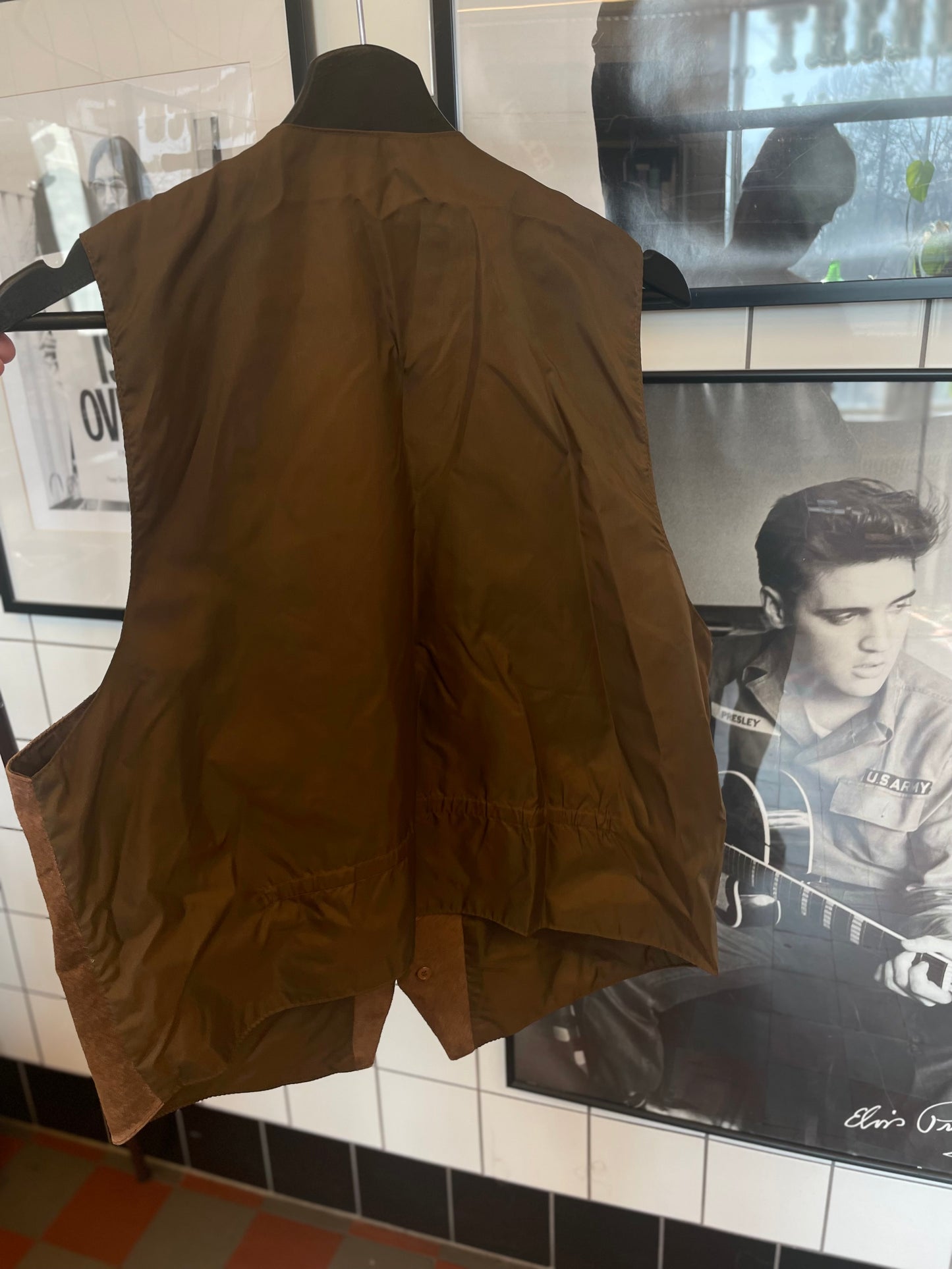 Rebell skinnväst mocka vintage xL brun