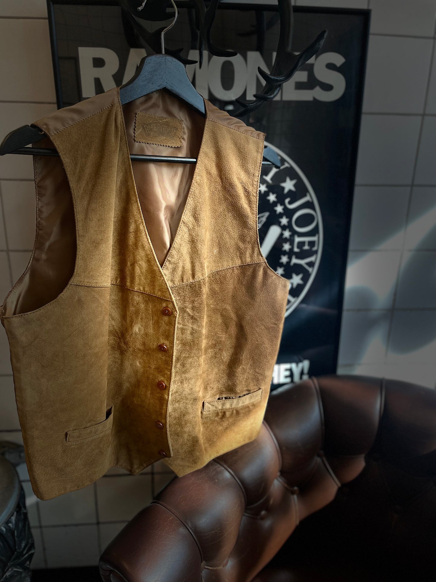 Rebell skinnväst mocka vintage 50 brun