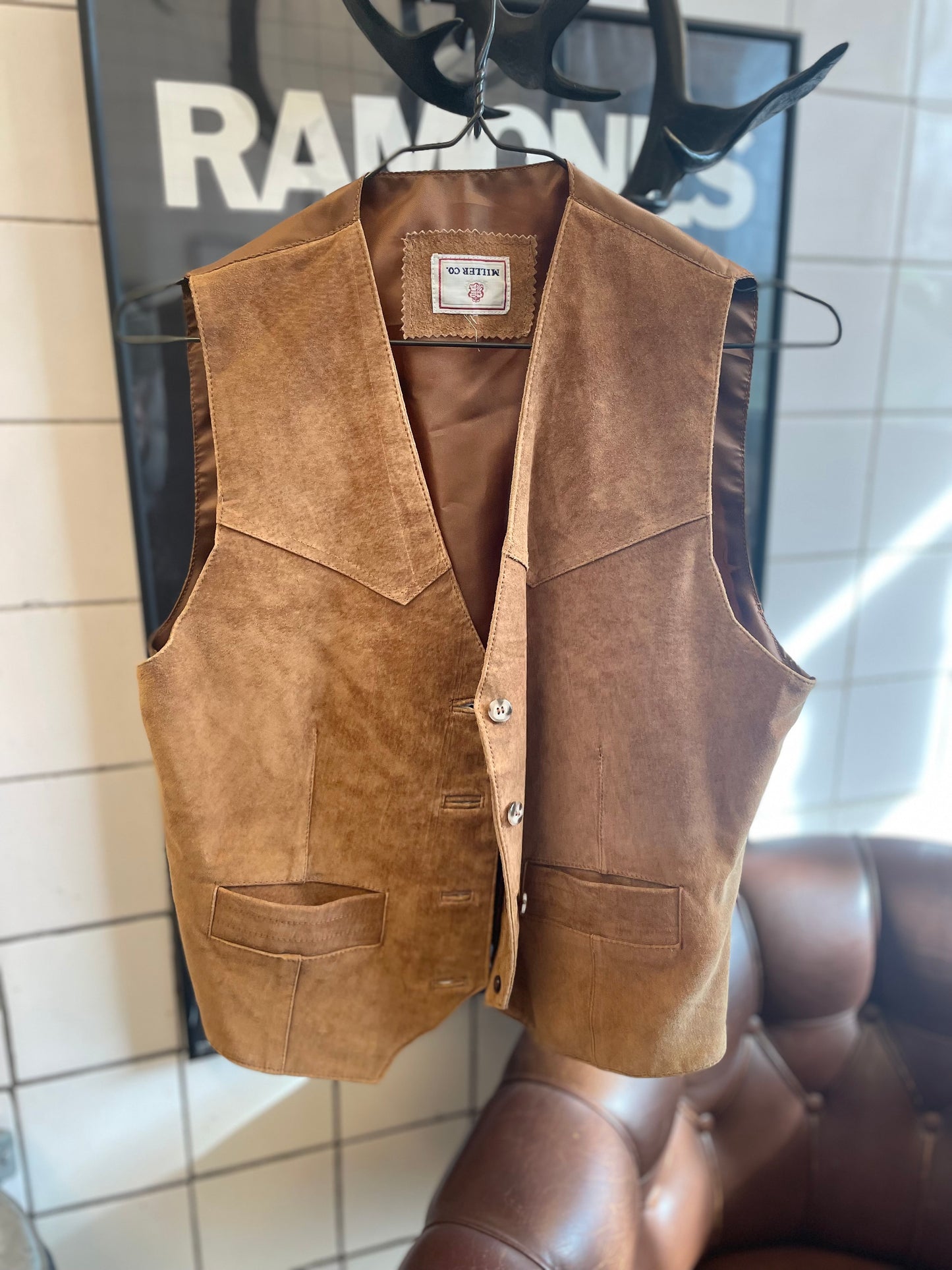 Rebell skinnväst mocka vintage small brun