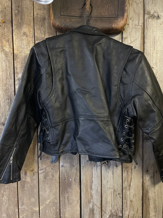 Rebell biker jacka skinnjacka svart s-m dam