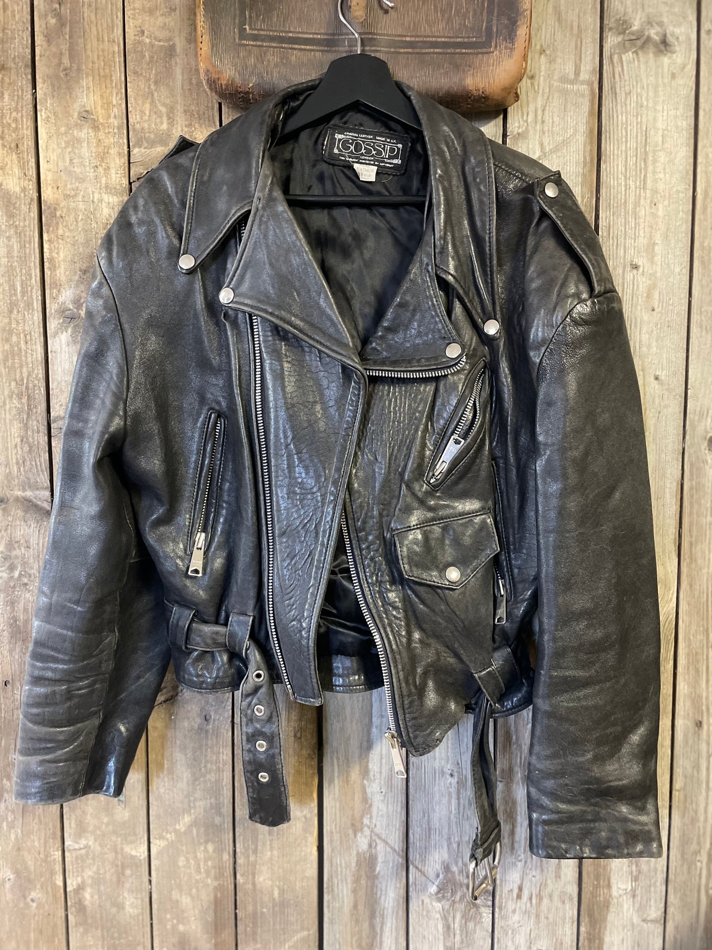 Rebell biker jacka skinnjacka svart m