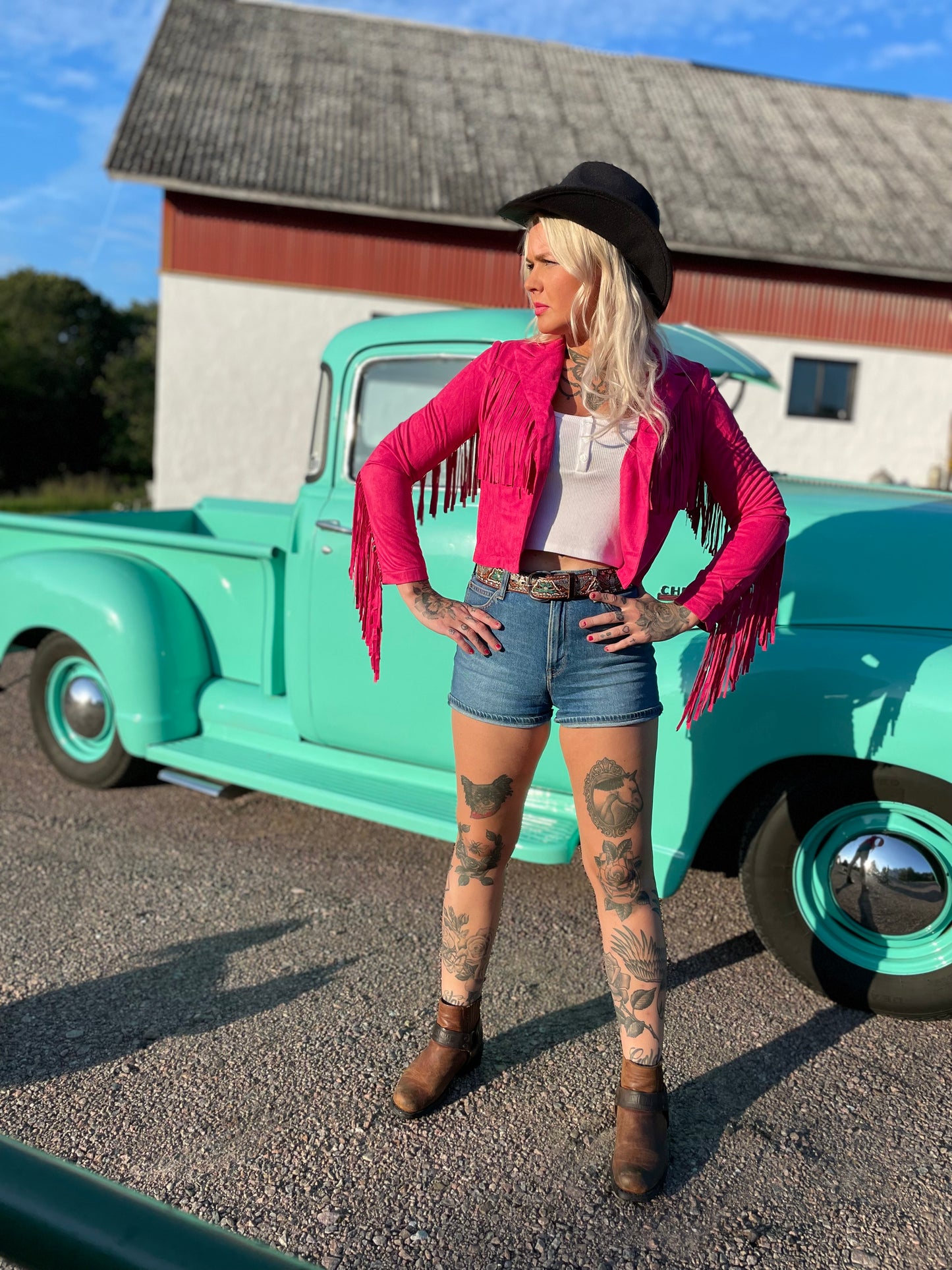 Rebell fransjacka rosa cerise