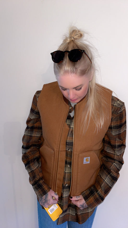 carhartt fodrad väst brown duck