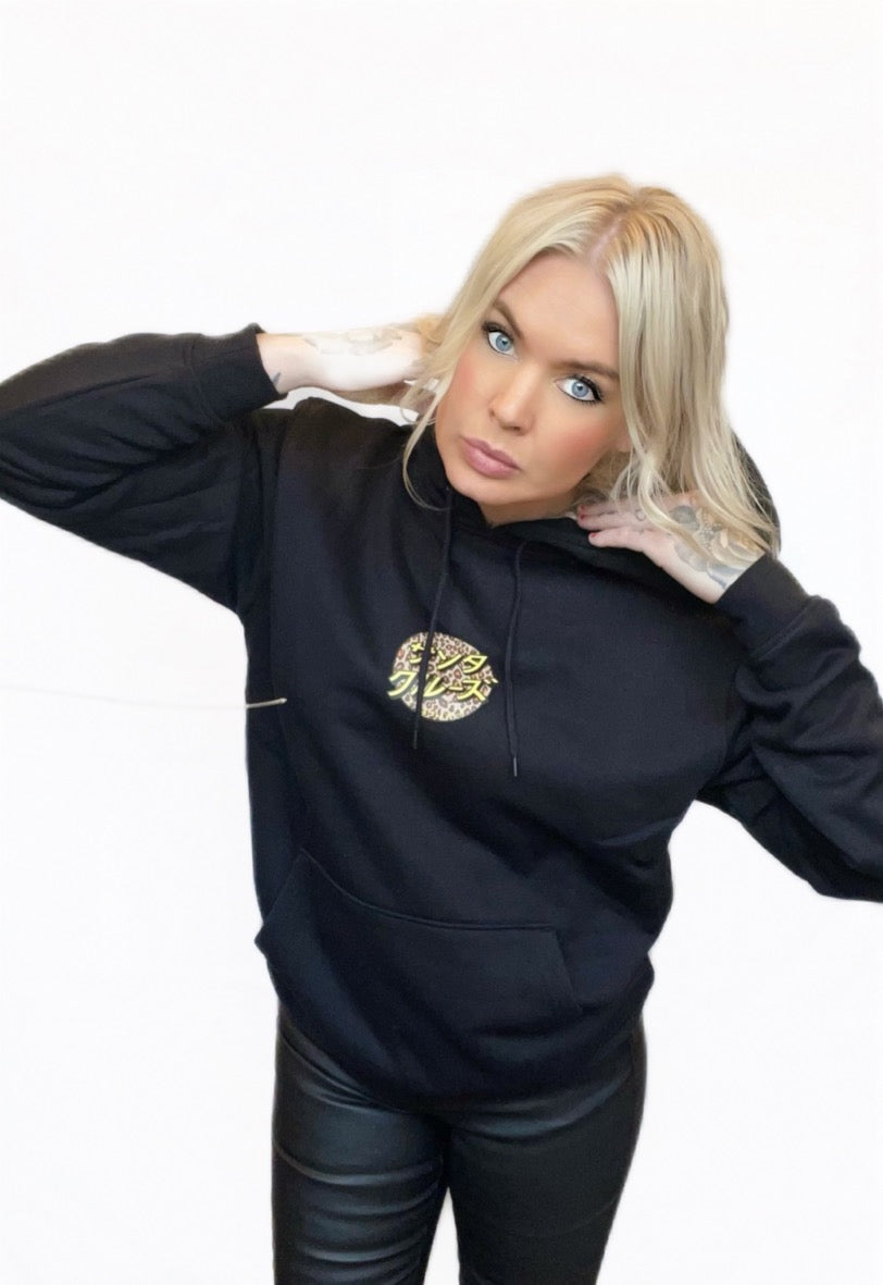 Santa Cruz hoodie svart leopard luva tryck fram & bak unsiex