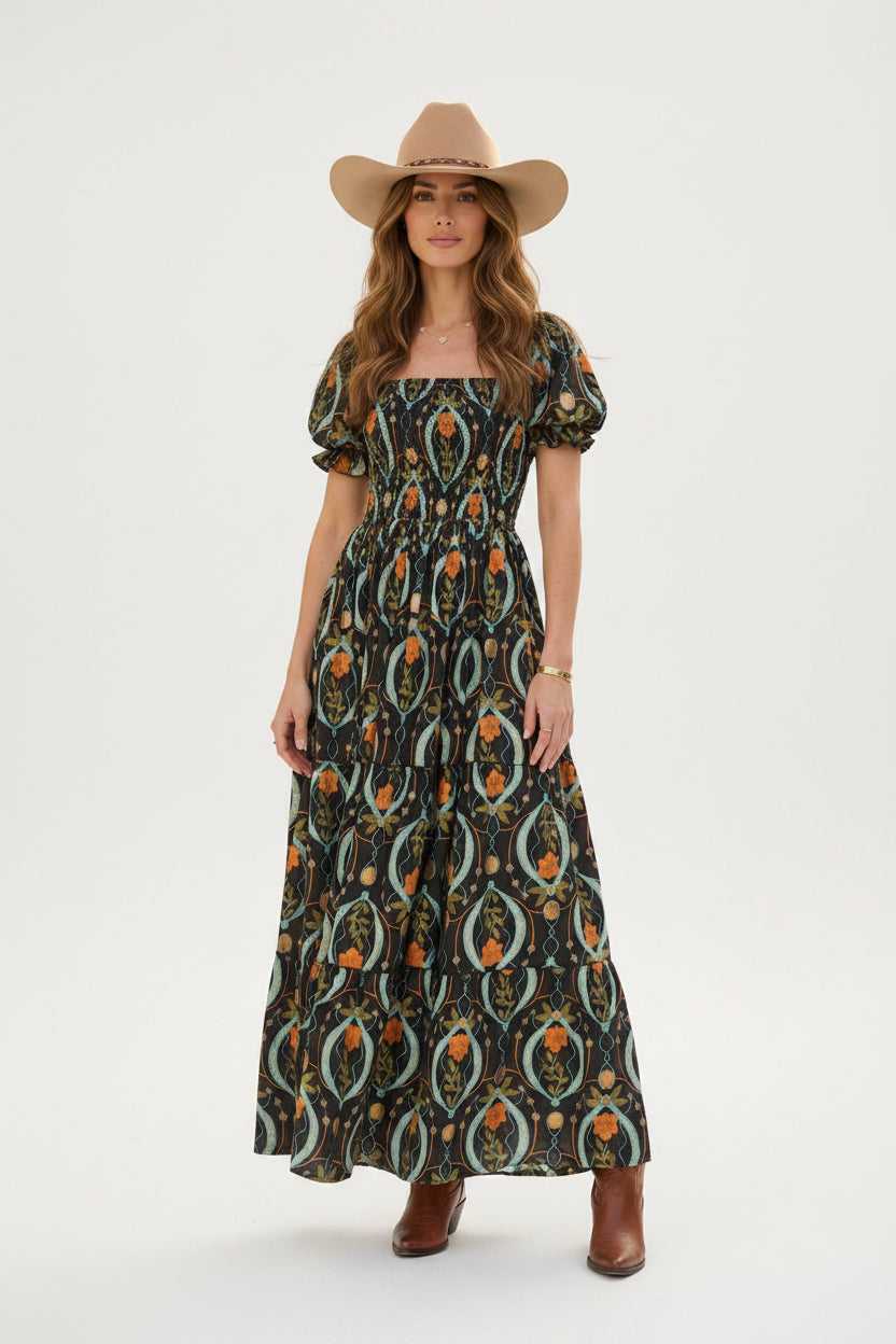 rebell boho western boho lågklänning svart