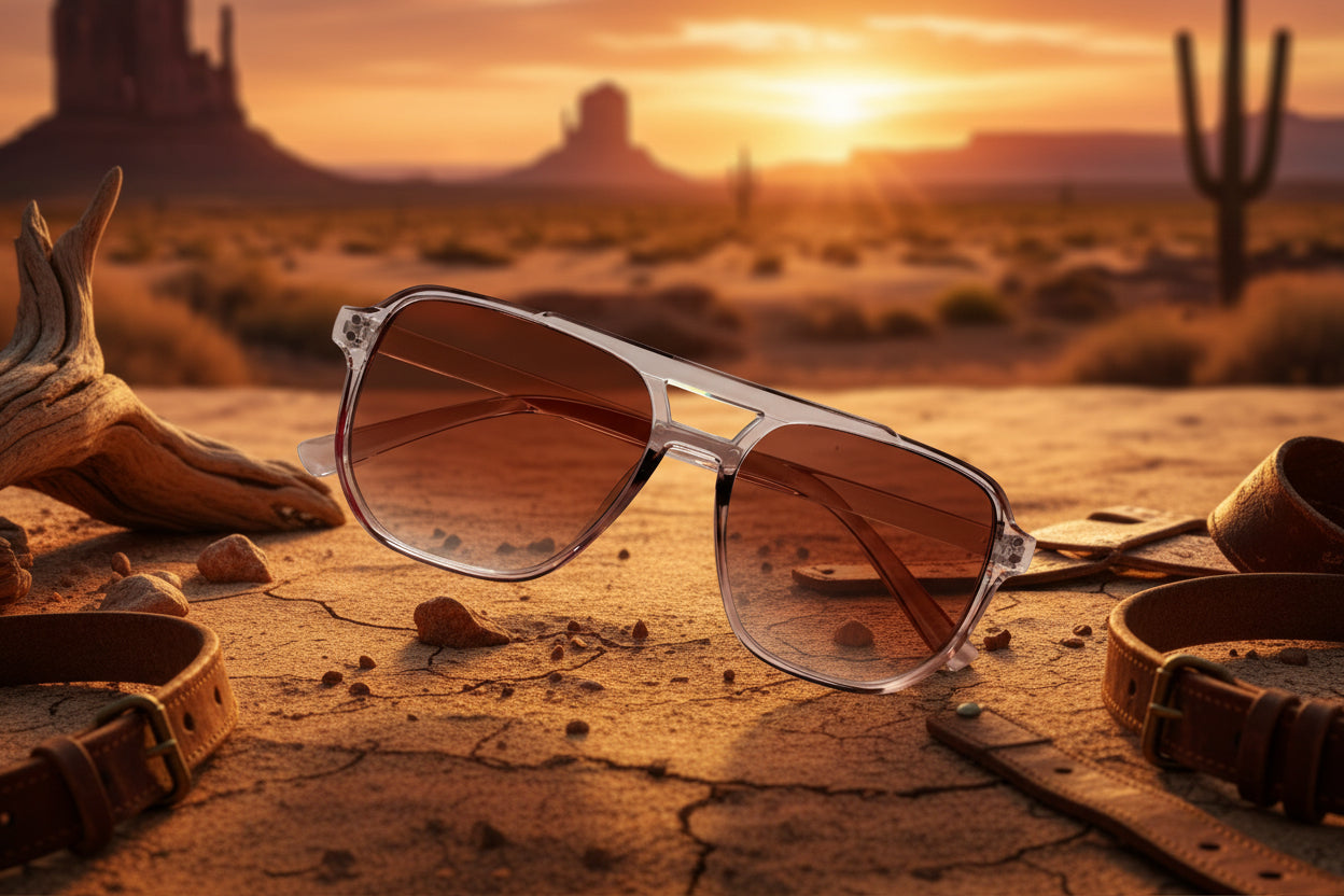 Rebell solglasögon 70tal texasRodeo beige pilot