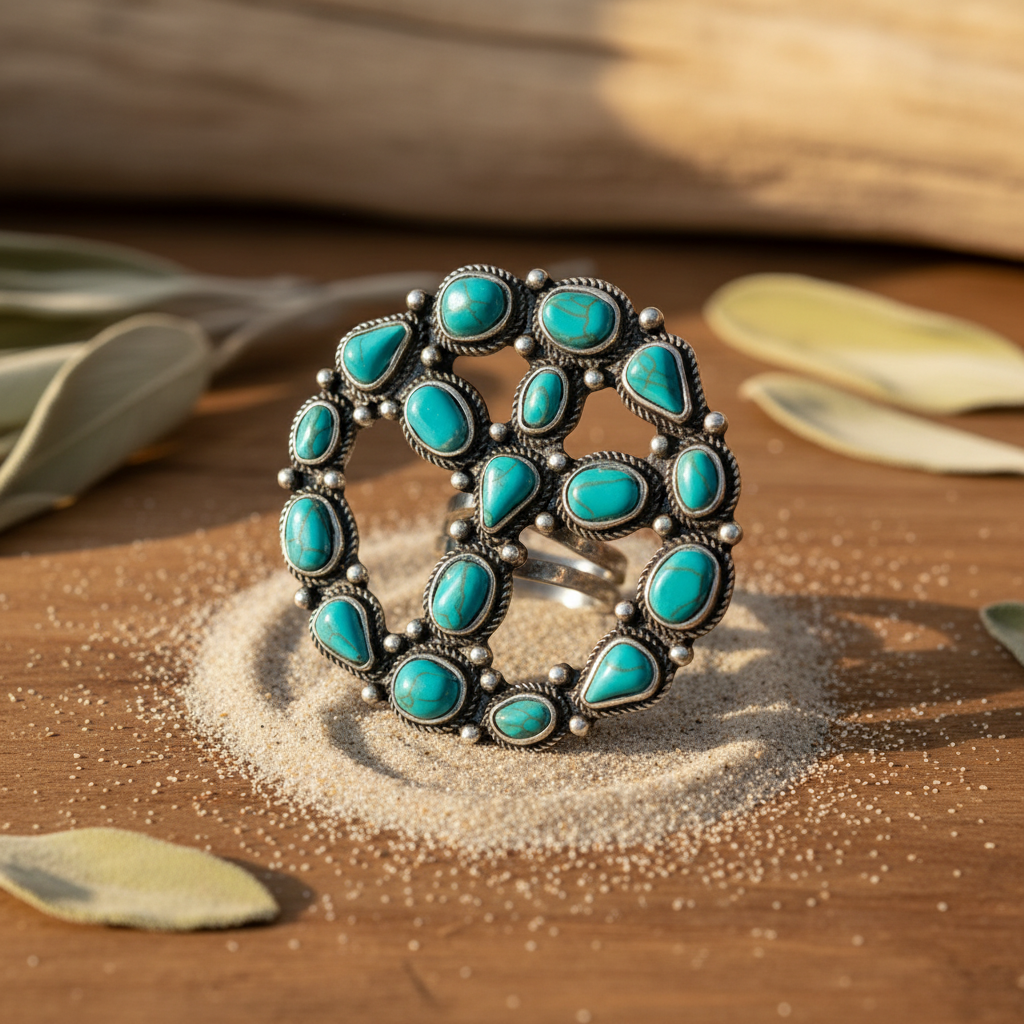 Turkos concho hänge med ny bakgrund