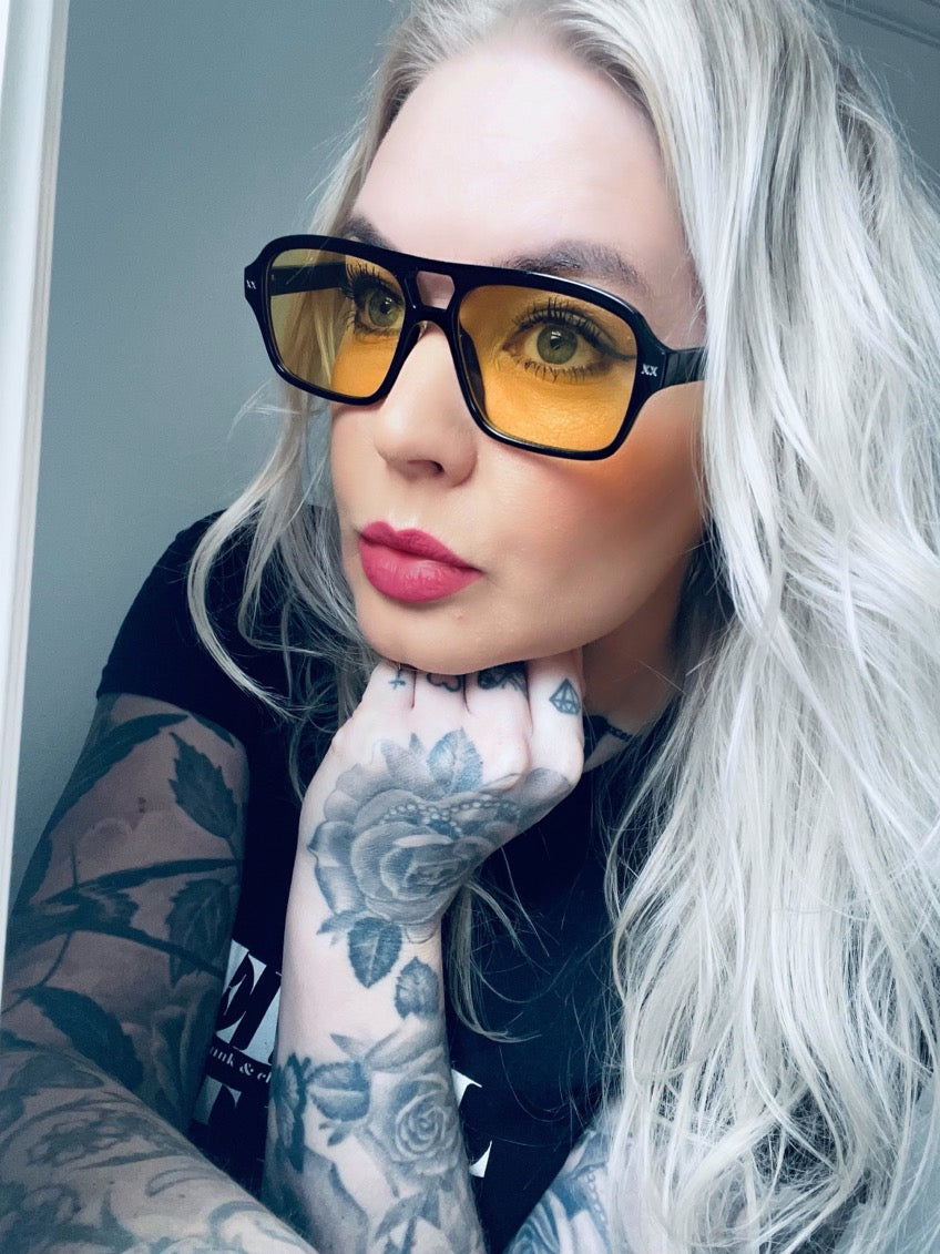 Rebell solglasögon svart pilot- gult glas xx 7 unisex