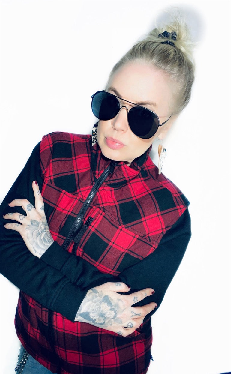 Urban classic flanell väst röd/svart unisex