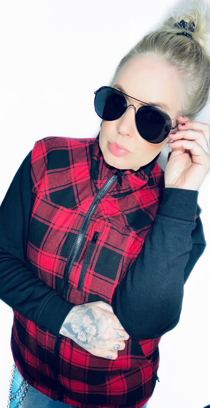 Urban classic flanell väst röd/svart unisex