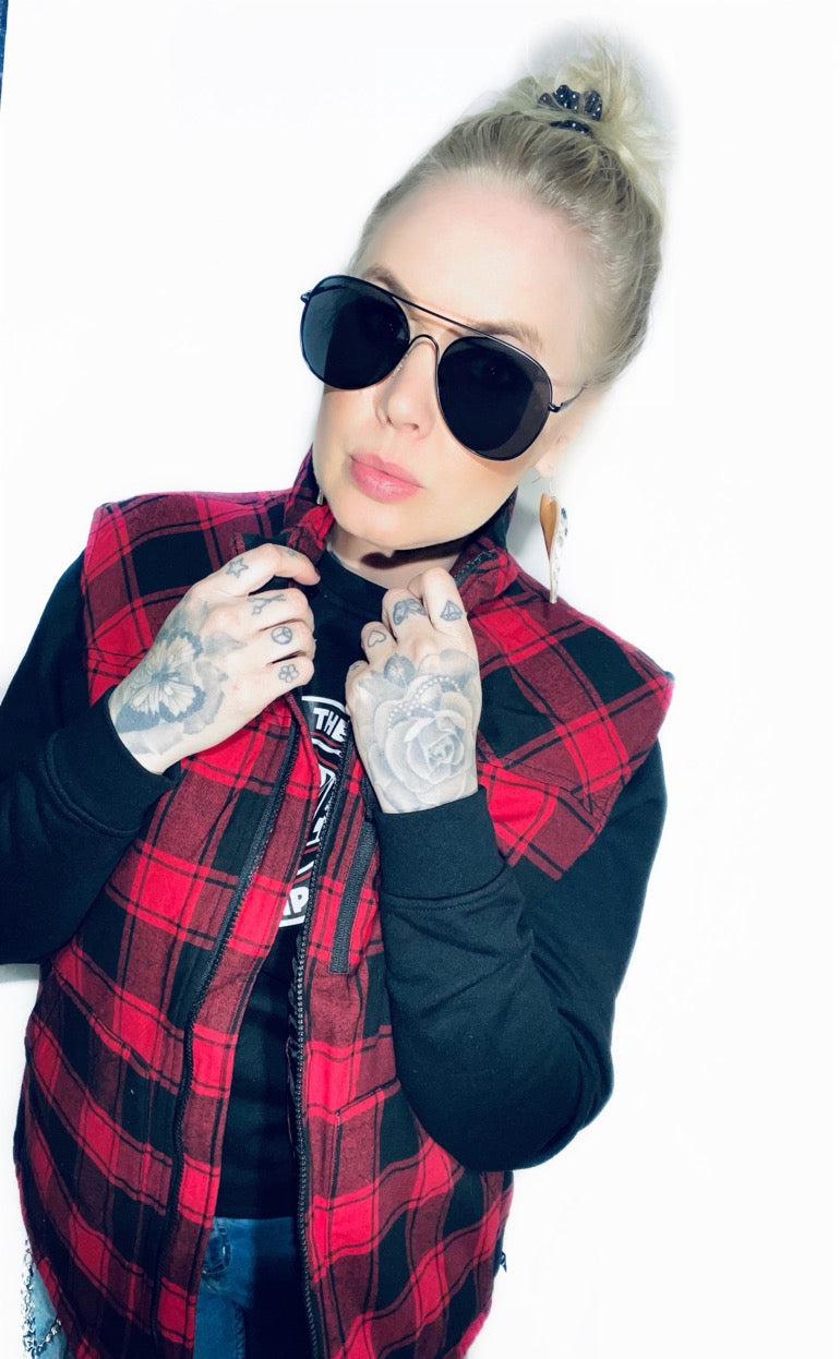 Urban classic flanell väst röd/svart unisex