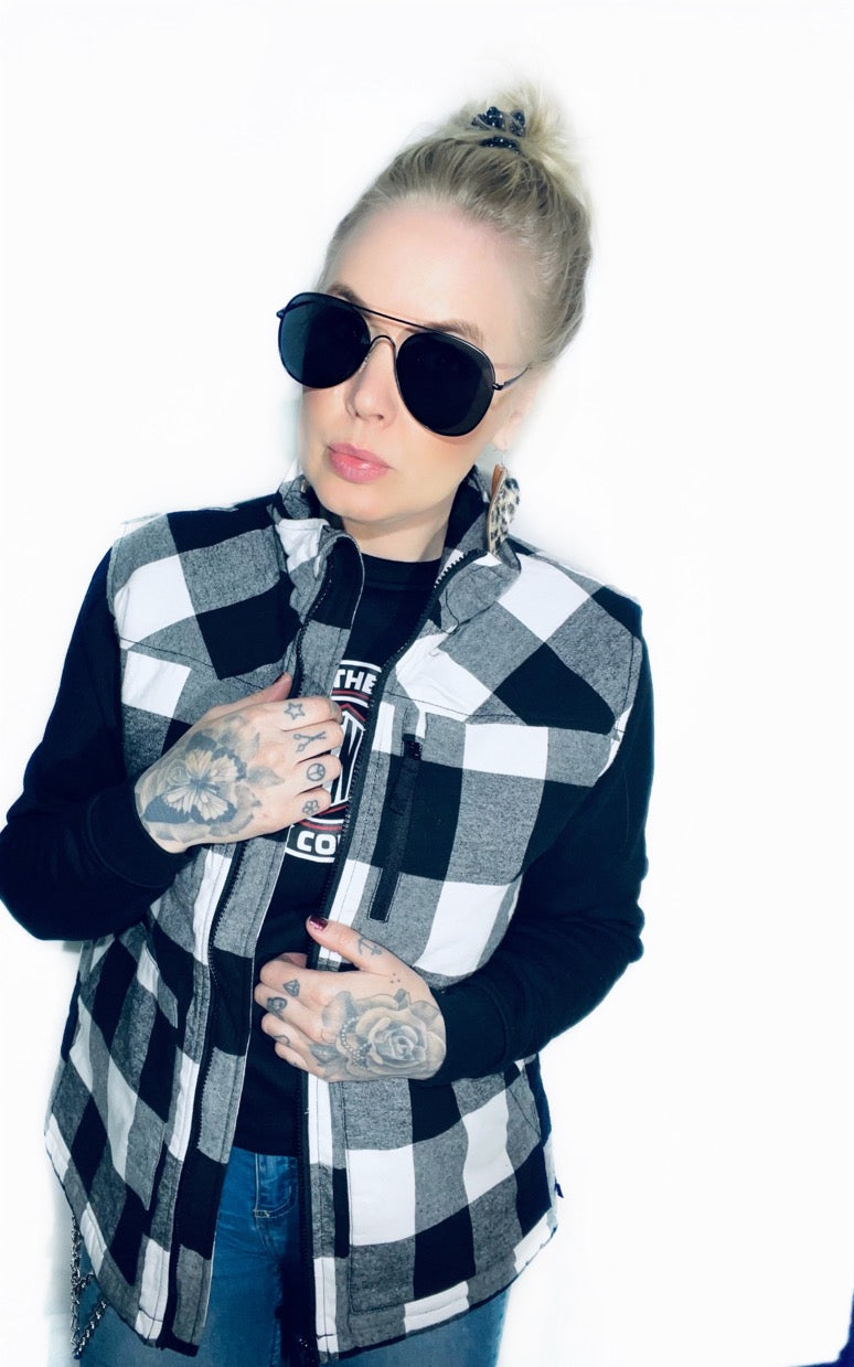 Urban classic flanell väst vit/svart unisex