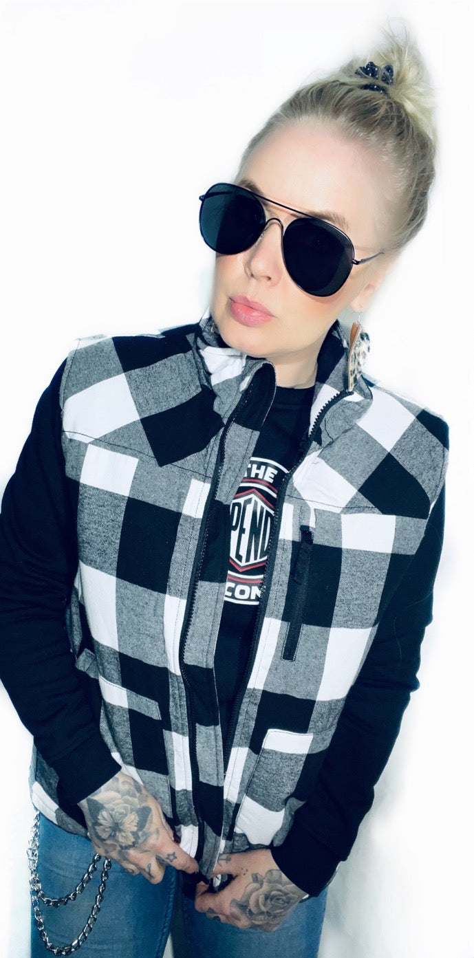 Urban classic flanell väst vit/svart unisex