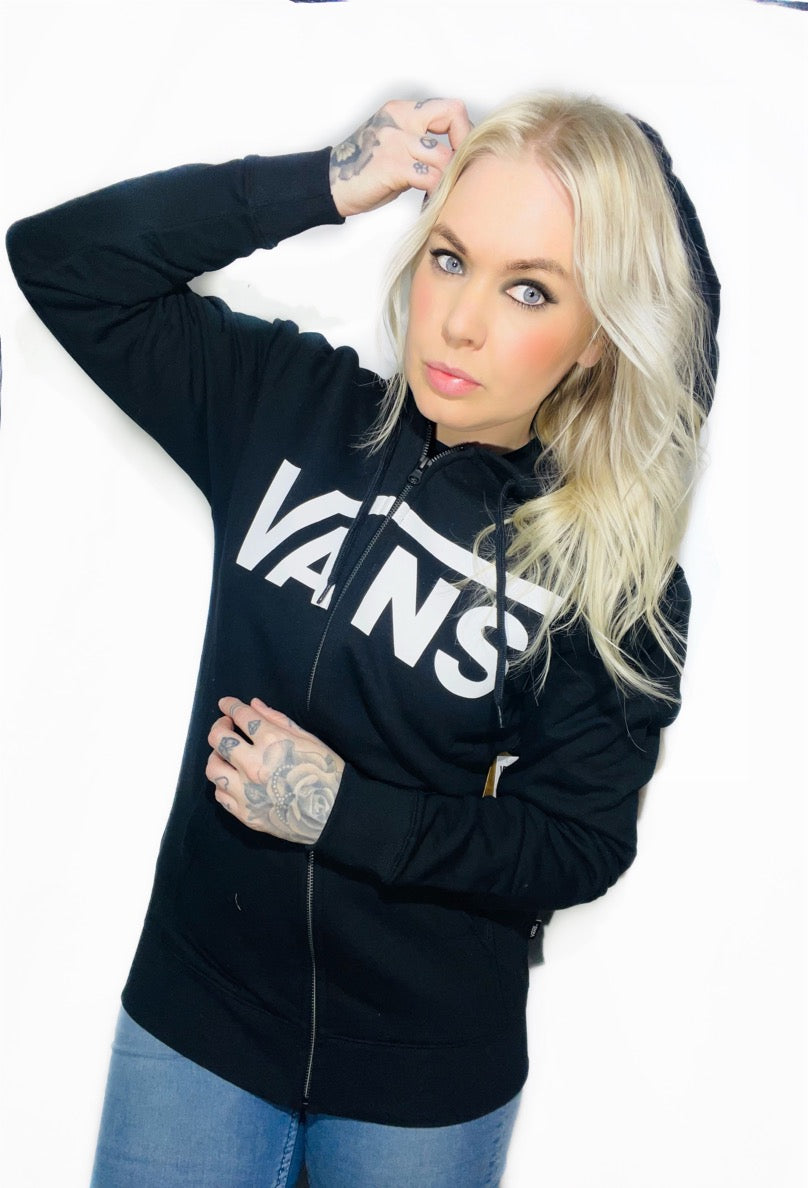Vans hoodie med luva och dragkedja svart unisex