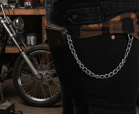 Rebell Läder Plånbok med kedja Brun