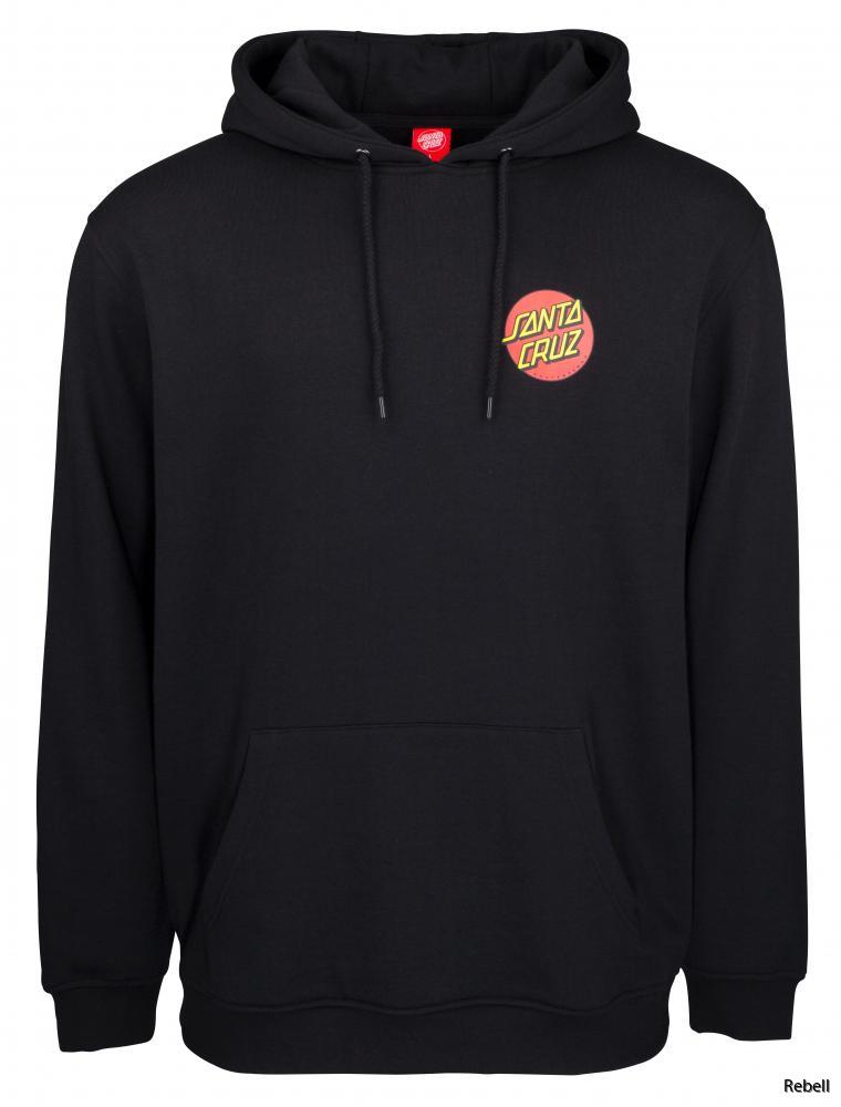 Santa Cruz hoodie klassisk dot svart luva tryck fram & bak unsiex