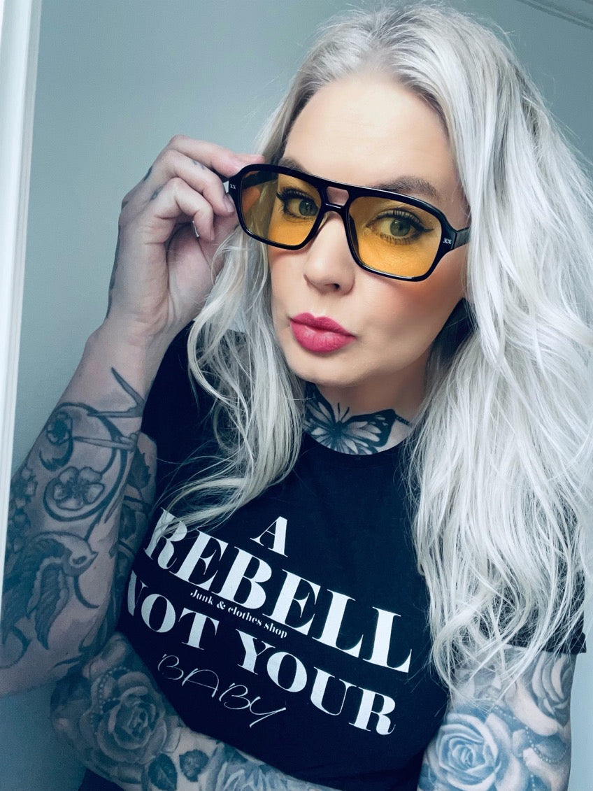 Rebell solglasögon svart pilot- gult glas xx 7 unisex