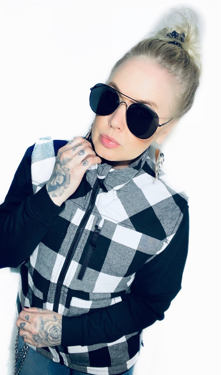 Urban classic flanell väst vit/svart unisex