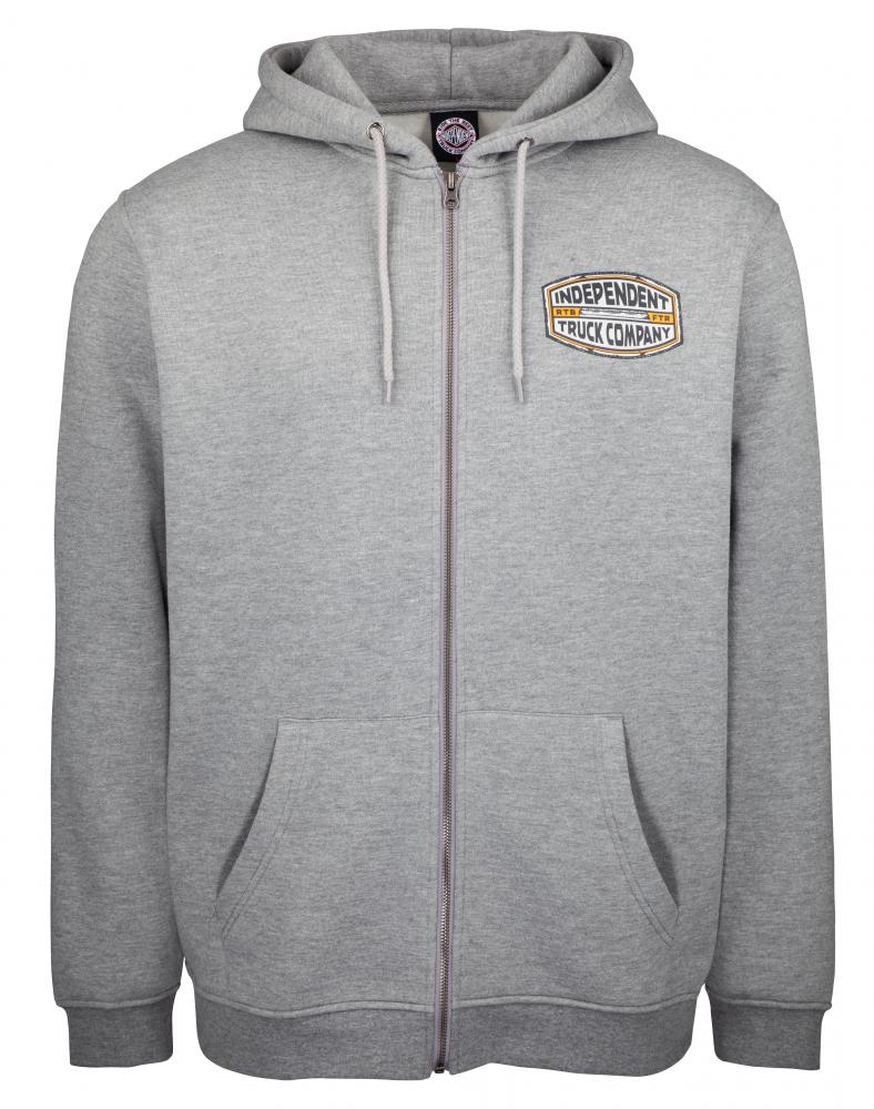 Independent Tjocktröja huva med dragkedja ITC Curb Zip Hood GRÅ unisex